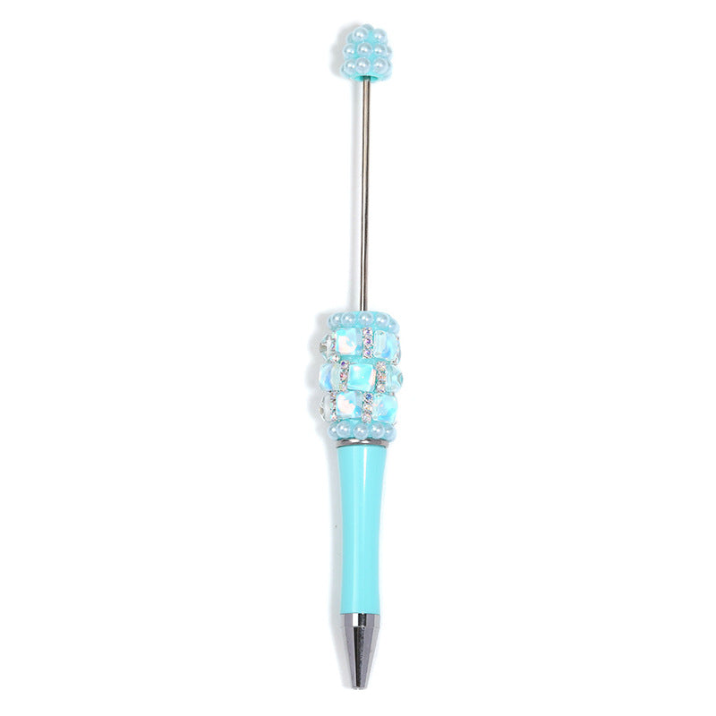 Wholesale  5pcs/pack Square diamond pearl bead pen,  multi-color plastic rotating ballpoint pen